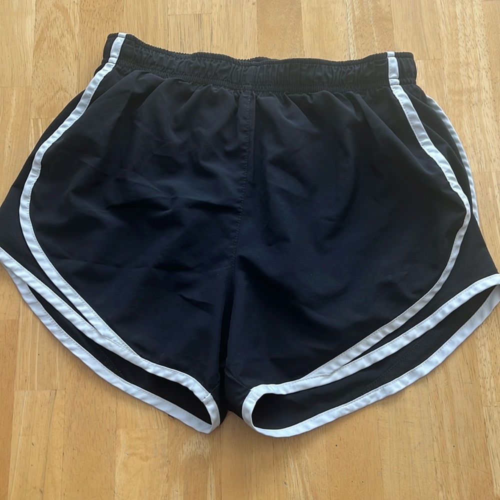Black Nike shorts with white trimming